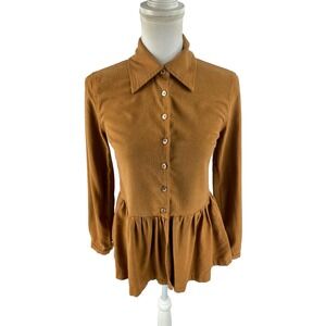 Town Clothes S Los‎ Angeles Peplum Raw Silk Button Blouse Flowy Lagenlook Boho